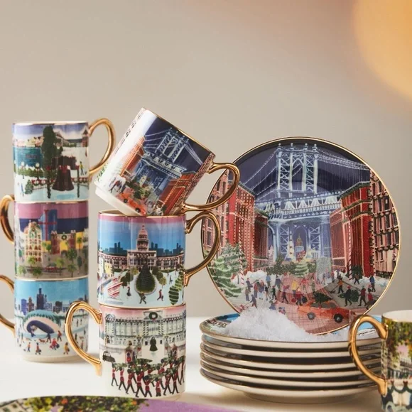 NWT 2024 Anthropologie Holiday in The City New York Dessert Plate - Picture 3 of 3
